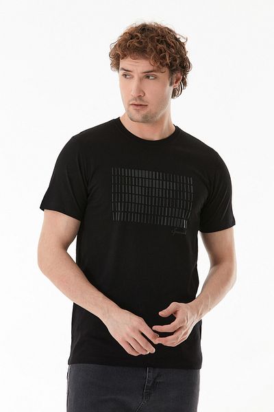 Fulla Moda Μπλουζάκι με ανάγλυφο εμπριμέ κοντομάνικο