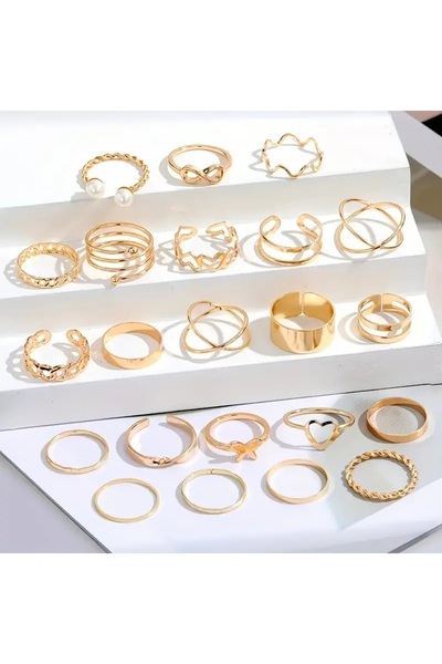 Ayzen şık 22 parça yüzük set