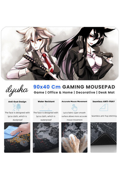 ilyuka Gaming Mousepad 90x40cm XXL Büyük Boy Dikişli Kenar Kaymaz Taban MP449040 Anime Warrior