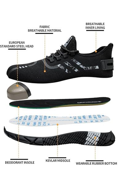 SLIMTA Safety Shoes for Men Women Steel Toe Boots Non-Slip Lightweight Breathable Sneakers