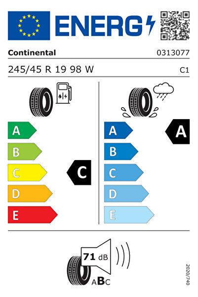 Continental 245/45R19 98W PremiumContact 7 Yaz Lastiği (2025 Üretim)
