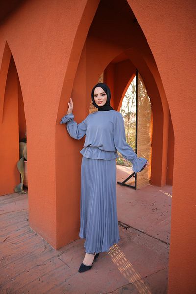 Nissra Ankanoor Smoked Pleated Skirt Suit Anka 255076