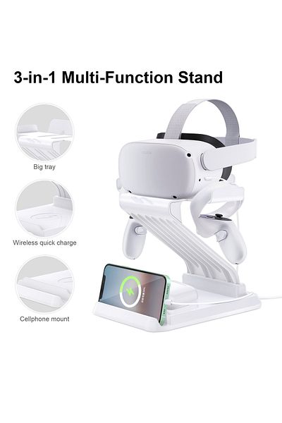 FlashHawk VR Stand Display Holder with Wireless Charger for Oculus Quest2/Quest