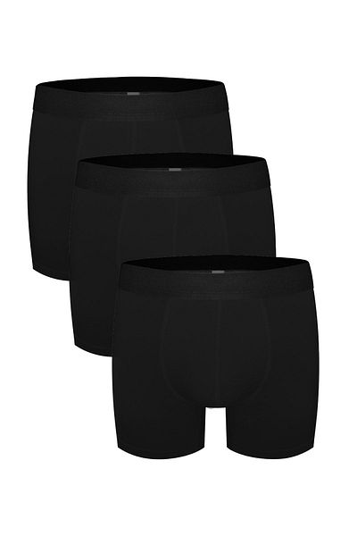 bazaarturkey Men's Black 3 Pack Cotton Lycra Boxers 5555