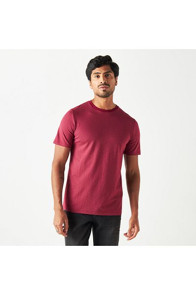 FAV Textured T-shirt with Crew Neck and Short Sleeves