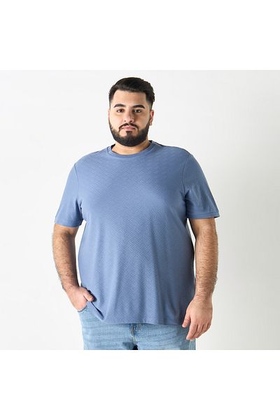 FAV Textured Jacquard T-shirt with Crew Neck and Short Sleeves