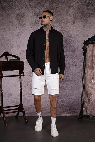 Butik TREND WE Ανδρικό τζιν σορτς Capri με χαλαρή εφαρμογή κανονική εφαρμογή
