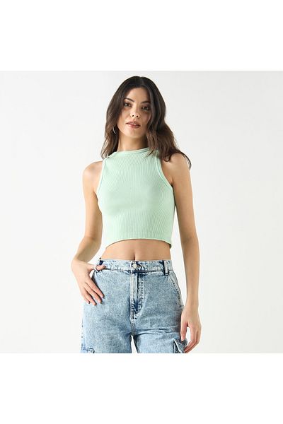 FAV Ribbed Sleeveless Crop Tank Top