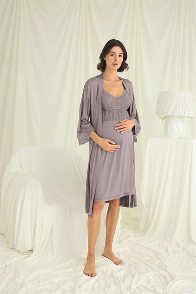 MONAMİSE Monamise Women's Lace Maternity Maternity Dressing Gown Set 18672