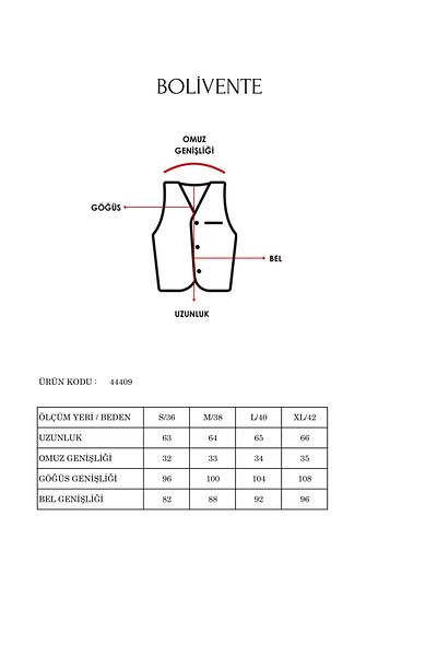 Bolivente Women's Regular V-Neck Buttoned Vest