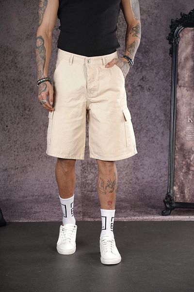 Butik TREND WE Ανδρικό τζιν σορτς Capri με χαλαρή εφαρμογή Cargo Pocket