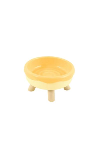 Choice 14.3x8.5cm yellow Plastic Donut-shaped 4-corner Anti-neck Spine Cat Bowls With Raised Stand Cat Smal