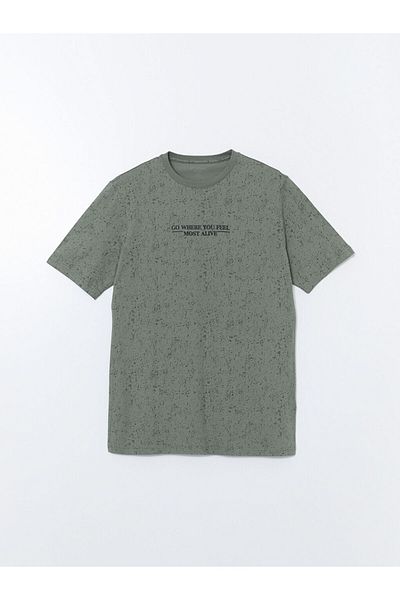 LC Waikiki Ανδρικό μπλουζάκι New Season Crew Neck με στάμπα χτενισμένο βαμβακερό - S5I577Z8