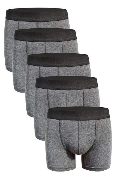 bazaarturkey Men's Anthracite 5 Pack Cotton Lycra Boxers 5555