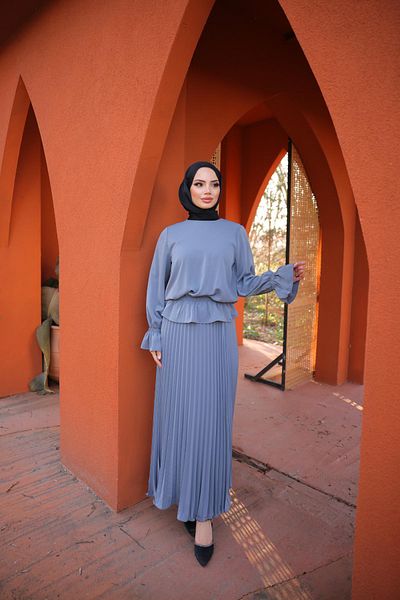 Nissra Ankanoor Smoked Pleated Skirt Suit Anka 255076