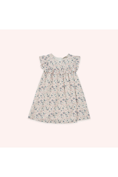 Panço Kız Çocuk Beyaz Çiçek Desenli Elbise
