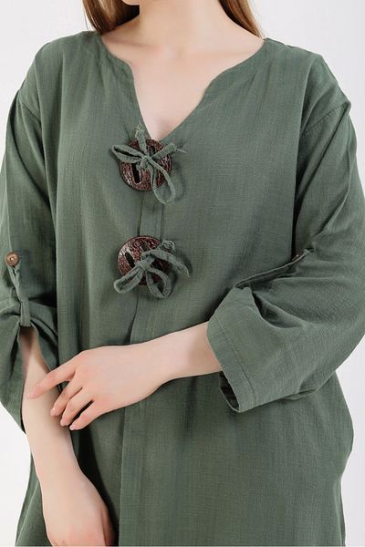 SUMEF Rochie de in cu cataramă-kakiSus (Patli)