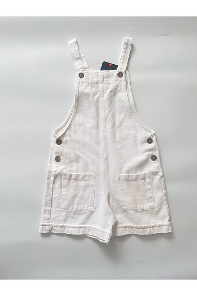 Puffin Kids White Denim Overalls Salopet