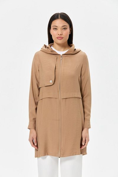 Esswaap Close Wear Tunik - Aller Λεπτομερής κουκούλα με φερμουάρ Camel