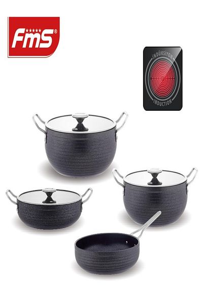 FMS 7 Piece Induction Manufacturer Elite Granite Set Black