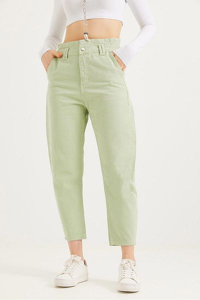 CALİENTE High Waist Loose Cut Trousers Green