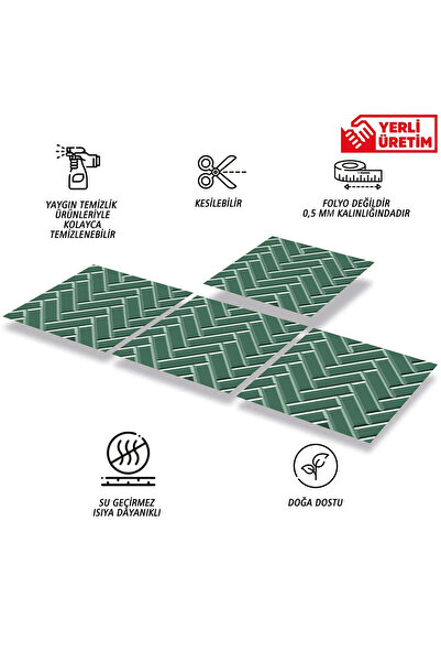 TİNK Kendinden Yapışkanlı Zümrüt Balıksırtı Desenli Pvc Karo 30x30 Cm (33 ADET) 3m2