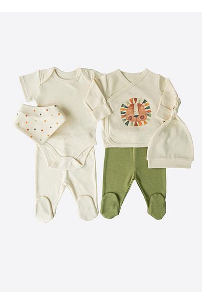 kitikate Organic Little Lion 6-Piece Hospital Exit Natural Set