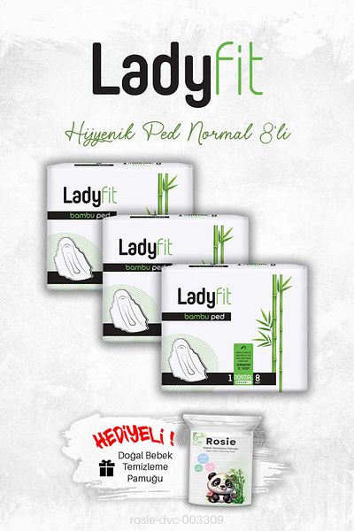 Baby Turco Ladyfit Sanitary Pad, Normal 8-Pack X3 and Rosie
