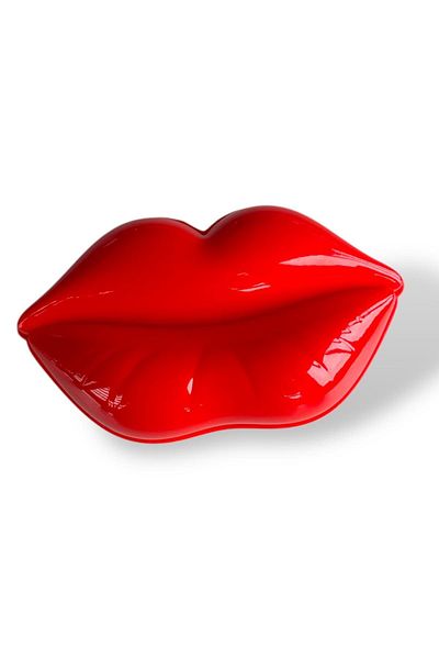 TAKIŞTIR Red Color Lip Figured Bag Size Mirror/Comb