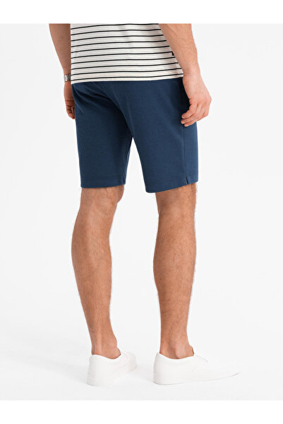 OMBRE Herren SLIM FIT Shorts aus strukturiertem Strickstoff - Marineblau V1 OM-SRCS-0169 XL