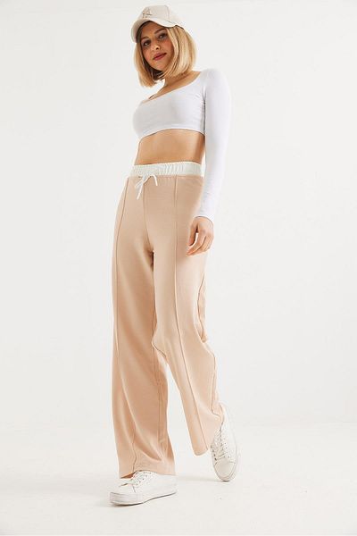 CALİENTE Thick Waist Lasitkli Wide Leg Trousers Mink