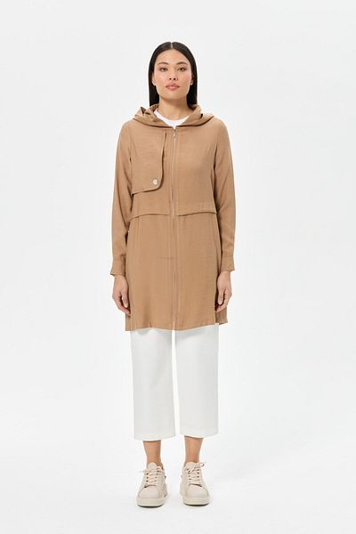 Esswaap Close Wear Tunik - Aller Λεπτομερής κουκούλα με φερμουάρ Camel