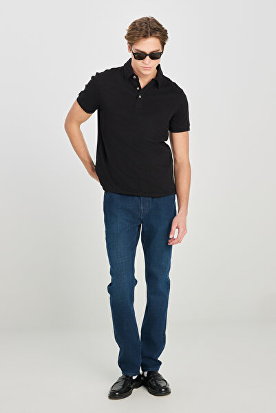 Lee 100% Cotton Regular Fit Regular Cut Black Polo Neck T-Shirt