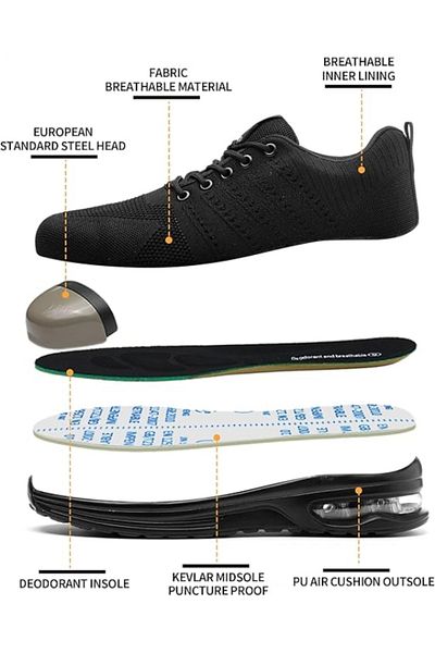 SLIMTA Safety Shoes for Men Women Steel Toe Boots Non-Slip Lightweight Breathable Sneakers