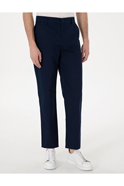 Pierre Cardin Lacivert Loose Fit Rahat Kalıp Keten Karışımlı Kanvas Pantolon 50305588-VR033