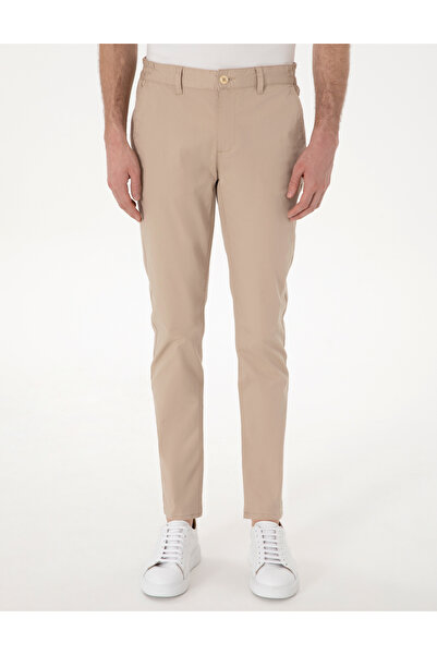 Pierre Cardin Bej Slim Fit Beli Lastikli Kanvas Pantolon 50301759-VR011