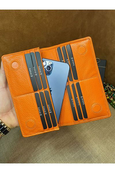 SANAT LEATHER Sl-2161 Genuine Leather Unisex Portfolio Wallet with Phone Compartment