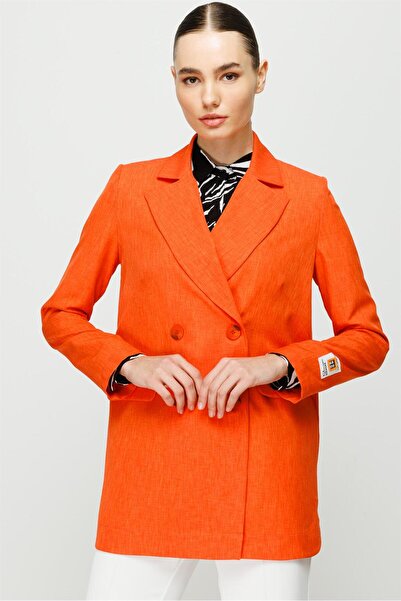 Esswaap Kruvaze Kapamalı Spor Ceket Oranj