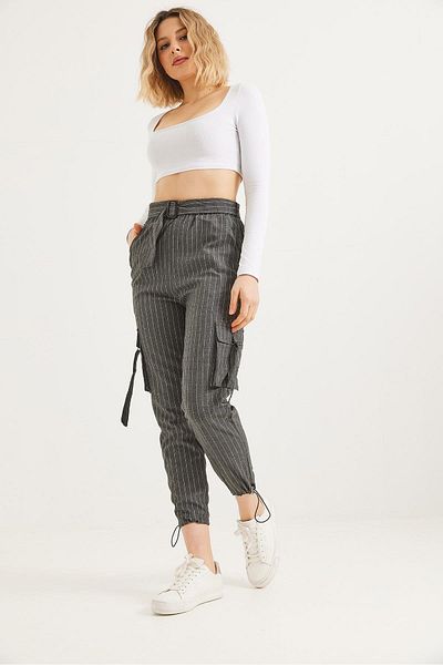 CALİENTE Smoked Linen Trousers with Side Pockets and Elastic Legs