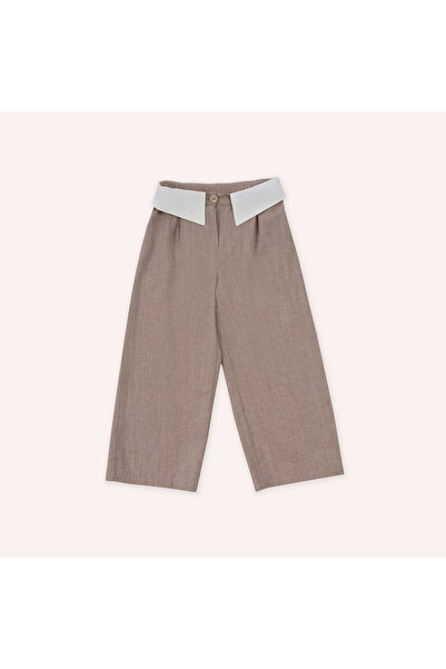 Panço Kız Çocuk Kahve Düğmeli Pantolon
