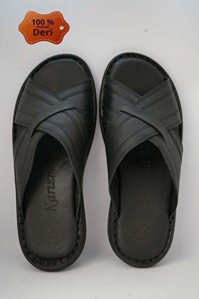 Kristal Kr.97 Anatomical Sole Inside and Outside Genuine Leather Men's Slippers