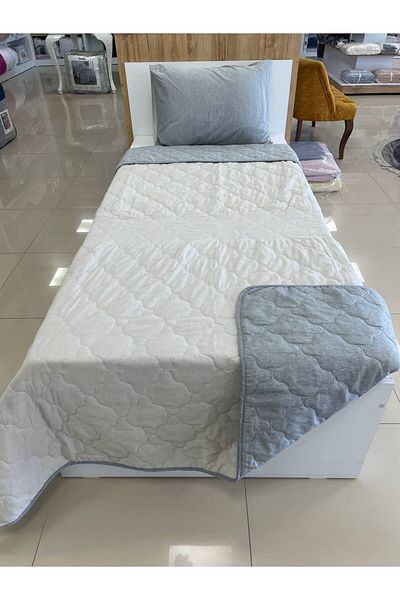 Sudemhome Grey-Beige Single Quilted Bed Cover Satin to Buy