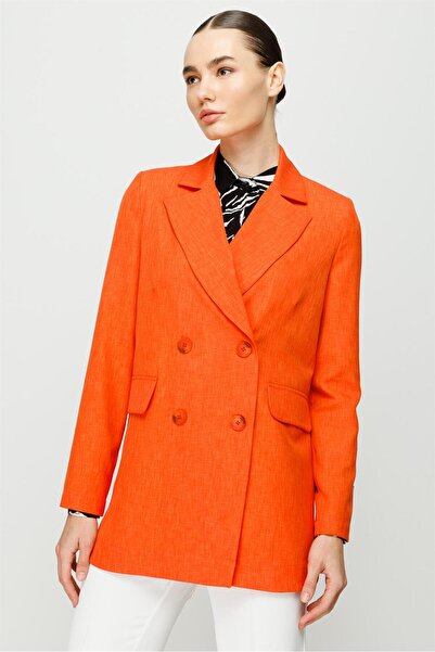 Esswaap Kruvaze Kapamalı Spor Ceket Oranj