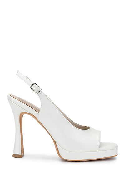 Tamer Tanca Women's Vegan White Mother of Pearl Heeled Shoes