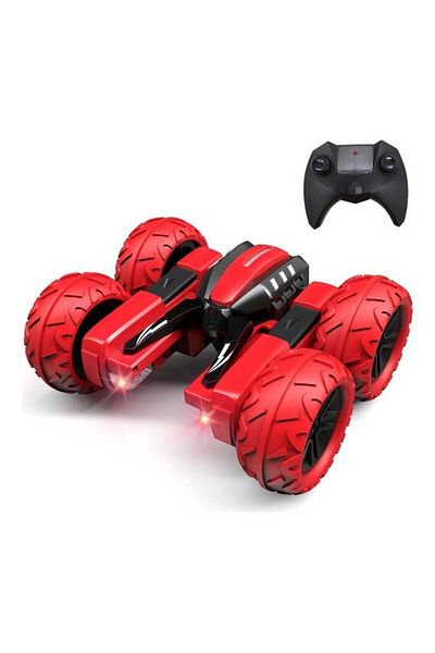 Yelajoy Remote Control Car,Electric 4WD 2.4Ghz Double Sided Rotating Racing Vehicle 360°,for 3+Years,Red