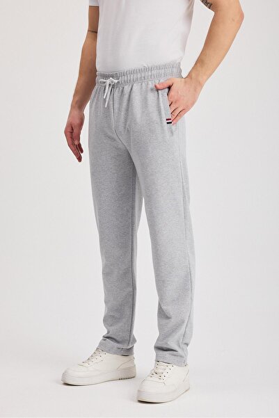 mmetalic Gray Navy Blue Men's Zippered Pocket Comfortable Straight Leg Casual 2-Piece Sweatpants