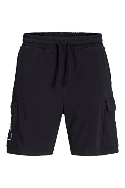 Jack & Jones Jack Jones Jpstkane Script Sweat Shorts Pantaloni scurți negri pentru bărbați 12269442 -02