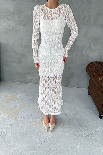 Seda Yalçın Atelier Ecru Lace Midi Dress