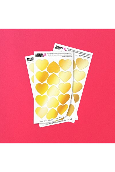Ambalaj Modacısı مجموعة أنا أحبك (قلب من ورق الذهب 3 سم)