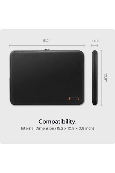 Spigen حقيبة كمبيوتر محمول مقاومة للماء مقاس 16 بوصة، حافظة رفيعة متوافقة مع أجهزة الكمبيوتر المحمولة مقاس 15 إلى 16 بوصة - أسود